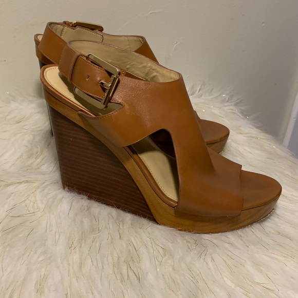Michael Kors tan brown wedges shoes size 8.5M - Picture 8 of 14